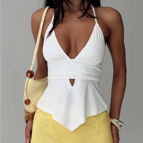 Princess Polly Tops - Princess Polly White Halter Top